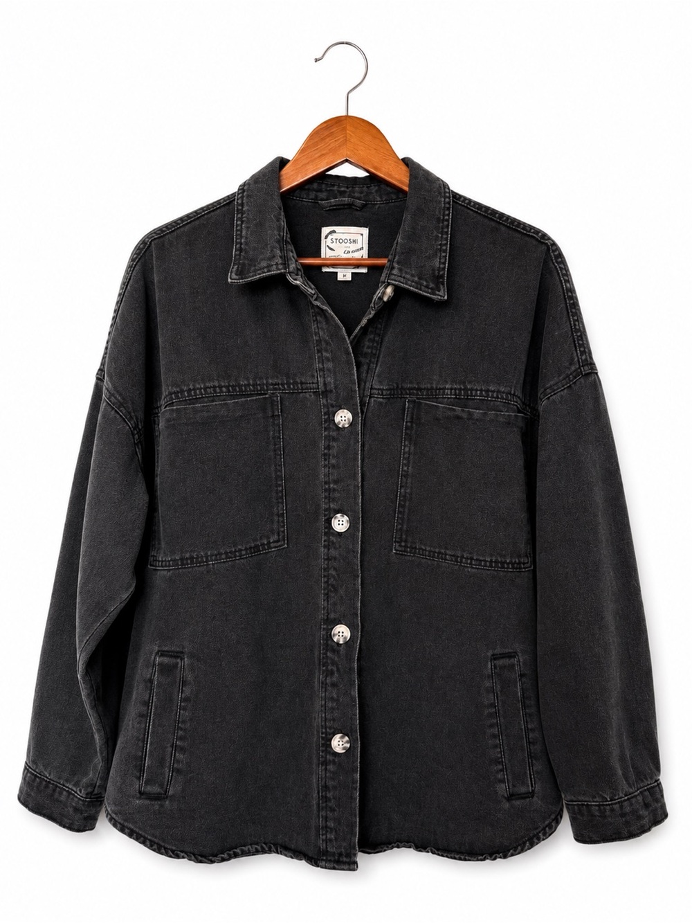 Stoosh Washed Black Oversized Jean Jacket